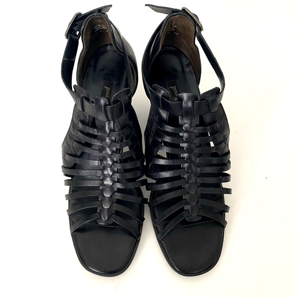 PAUL GREEN Christy Sandal Caged Ankle Strap Open Toe Black Strappy 6.5 UK 9 US - Picture 4 of 11